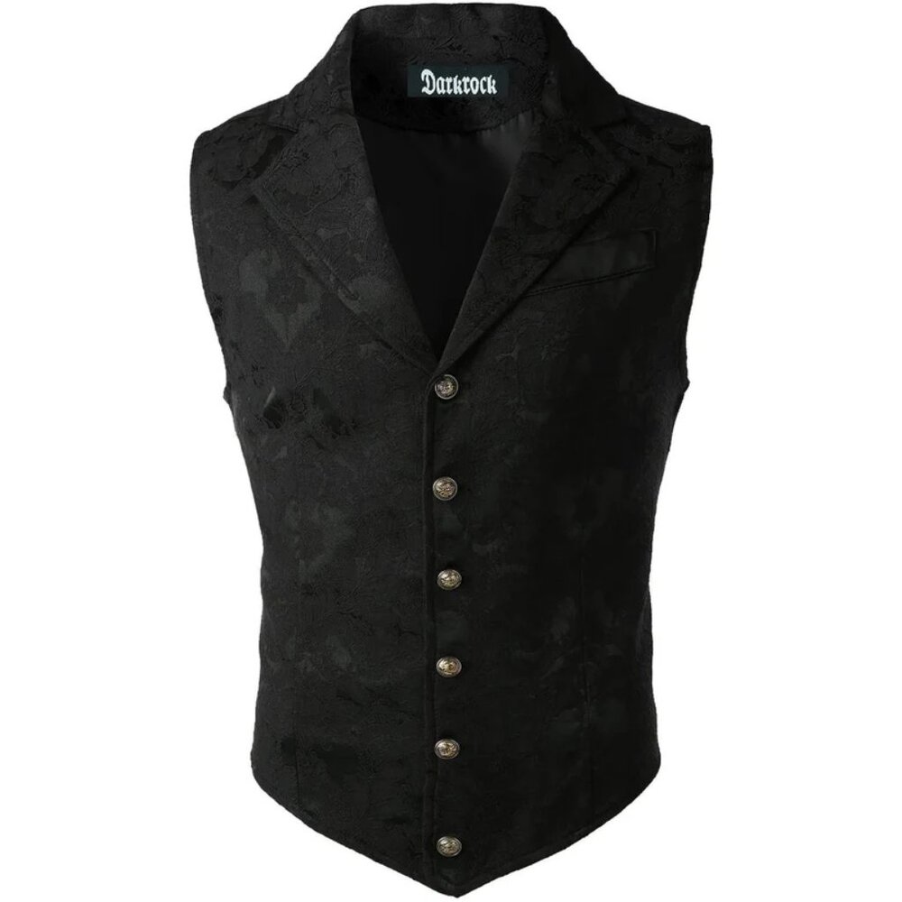 Handmade Black Men's Victorian Suit Gentleman Vest Steampunk Gothic Waistcoat
